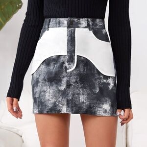 Shein western colorblock denim skirt